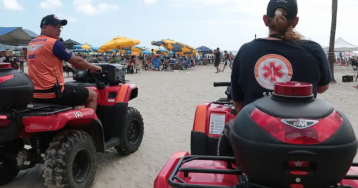 Samu de Santos estreia uso de quadriciclos na areia para agilizar atendimentos