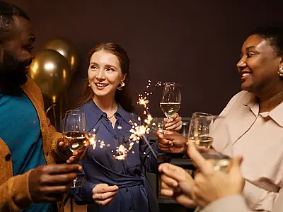 Pessoas comemorando o Ano Novo.