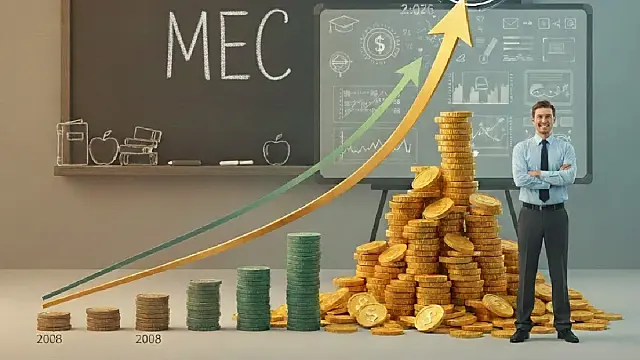 Projeção de aumento do salário dos professores.