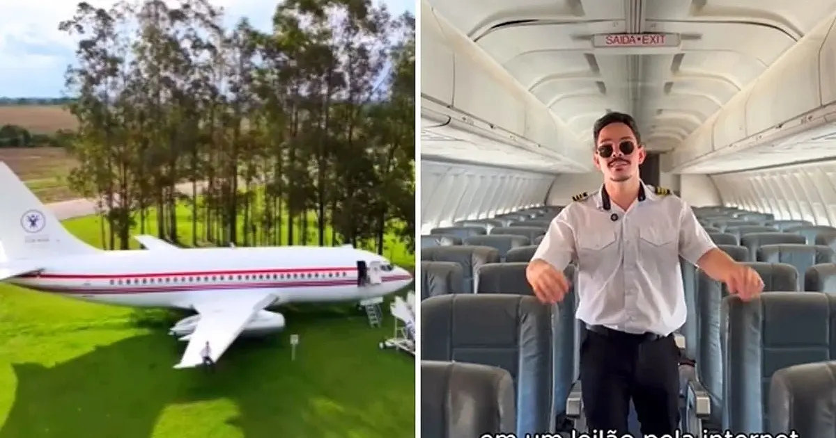 Avião Boeing 737 comprado pela internet vira atração em fazenda de Goiás