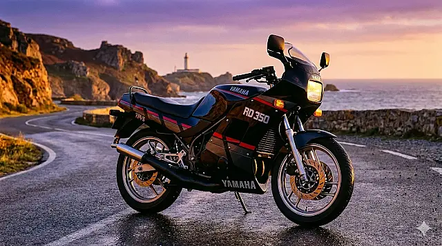 A Yamaha RD 350, conhecida como Viúva Negra, chegou ao Brasil nos anos 1970 com motor dois tempos de alta performance.