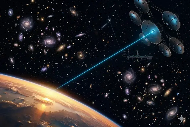 O radiotelescópio MeerKAT, na África do Sul, detectou o gigamaser de hidroxila mais distante já registrado.