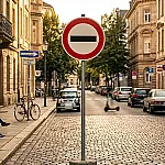 Placa de trânsito com linha preta horizontal desperta curiosidade em quem dirige pelas estradas