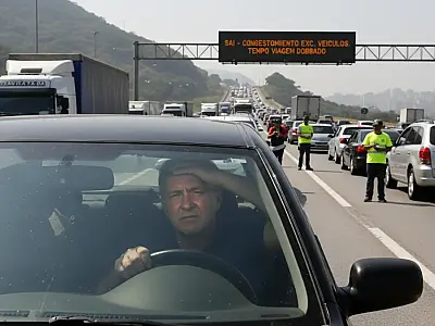 Congestionamento na Rodovia dos Imigrantes sentido São Paulo nesta quarta-feira (29). Foto: Reprodução/Ecovias.