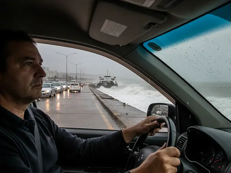 Balsa Santos-Guarujá: Filas gigantescas e maré forte castigam motoristas neste feriado