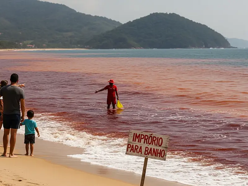 Mar de 'sangue' no Litoral Norte: entenda o fenômeno e os riscos reais para banhistas