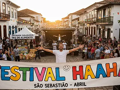 O festival reúne grandes nomes do stand-up e da música no Centro Histórico de São Sebastião.