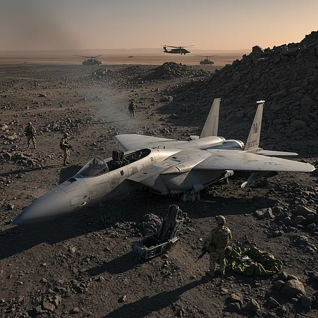 Caça F-15E Strike Eagle semelhante ao que foi abatido em território iraniano durante missão de combate.