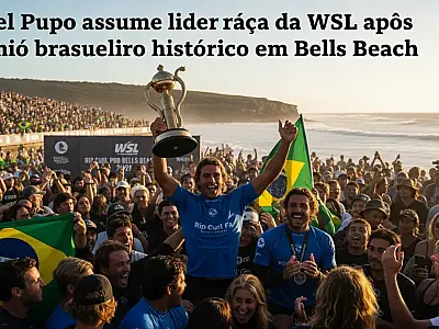 Miguel Pupo e Gabriela Bryan celebram os títulos da etapa de Bells Beach na Austrália