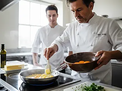 A escolha da gordura e o controle do fogo definem a cremosidade final dos ovos mexidos.