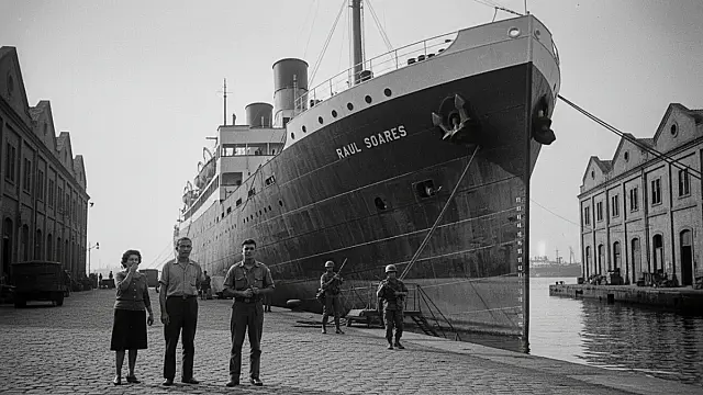 O Raul Soares atracado no Porto de Santos em 1964: símbolo da repressão política.