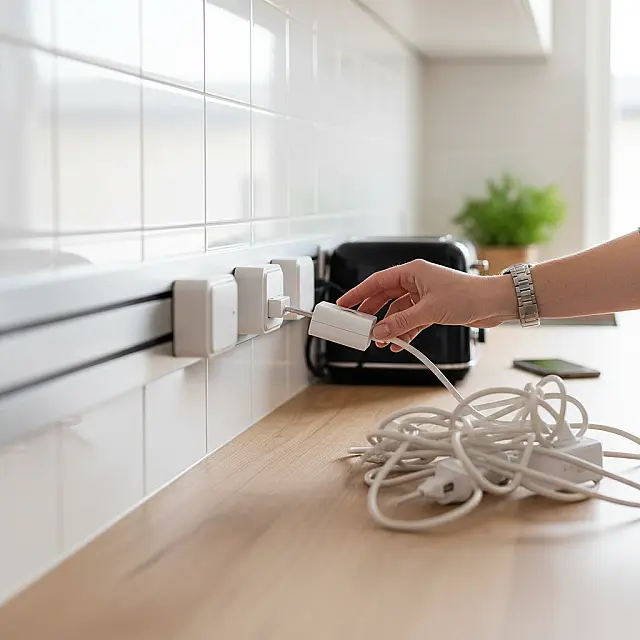 Tecnologia modular permite deslizar tomadas conforme a necessidade, garantindo flexibilidade e segurança contra curtos-circuitos.