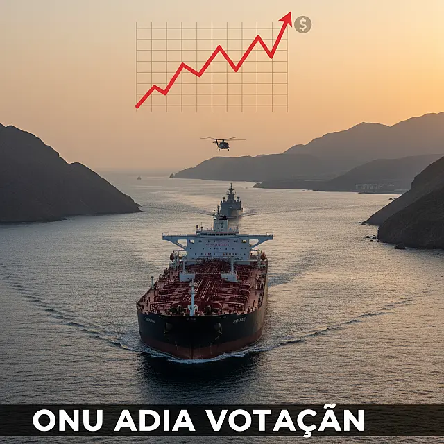 Navios de carga e petroleiros aguardam definição de segurança no Estreito de Ormuz, ponto nevrálgico do comércio global.
