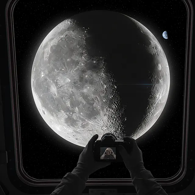 Tripulação da missão Artemis 2 registra a curvatura da Lua e a Bacia Oriental em imagem histórica.