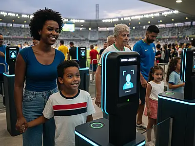Sistema de biometria facial em estádio de futebol garante acesso rápido e seguro aos torcedores.
