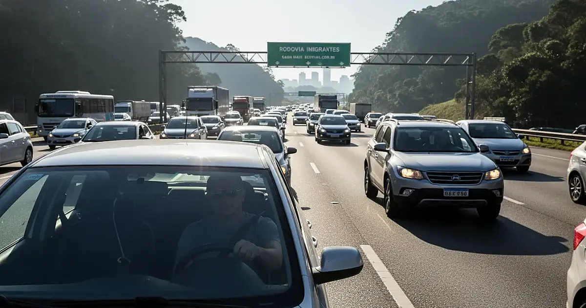 Trânsito na Anchieta-Imigrantes: subida para SP já apresenta lentidão nesta sexta