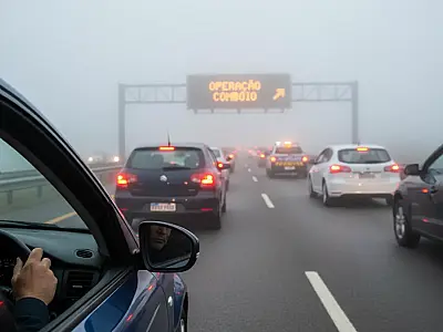 Visibilidade reduzida exige atenção redobrada dos motoristas no Sistema Anchieta-Imigrantes. Foto: Reprodução/Ecovias