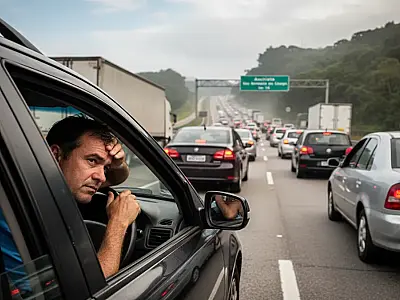 Tráfego intenso na Via Anchieta exige paciência dos motoristas na volta para São Paulo. Foto: Reprodução/Ecovias