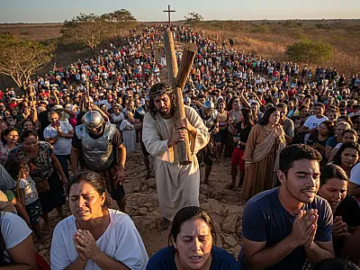 Encenação da Paixão de Cristo no Morro da Capelinha, em Planaltina, reúne milhares de fiéis anualmente em um dos maiores eventos religiosos do país.