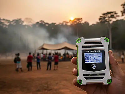 Sensor desenvolvido pelo IPAM e UFPA monitora a poluição do ar em regiões de difícil acesso na Amazônia Legal.