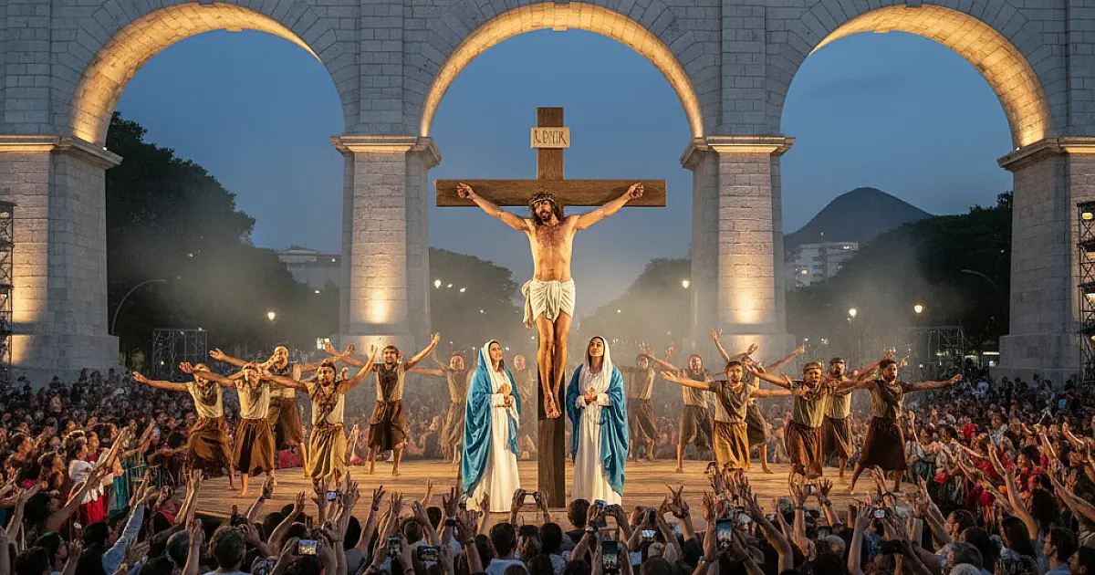 Auto da Paixão de Cristo nos Arcos da Lapa: Caio Blat e Vanessa Gerbelli protagonizam 48ª edição