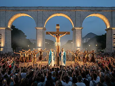 Auto da Paixão de Cristo nos Arcos da Lapa: Caio Blat e Vanessa Gerbelli protagonizam 48ª edição