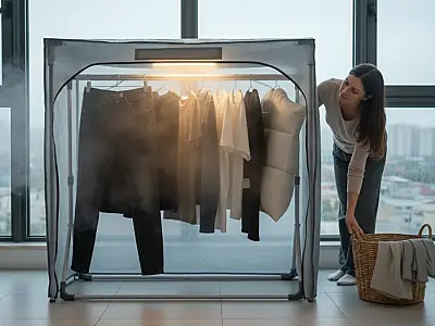 O secador elétrico utiliza uma cobertura térmica para acelerar a secagem e proteger as fibras dos tecidos.