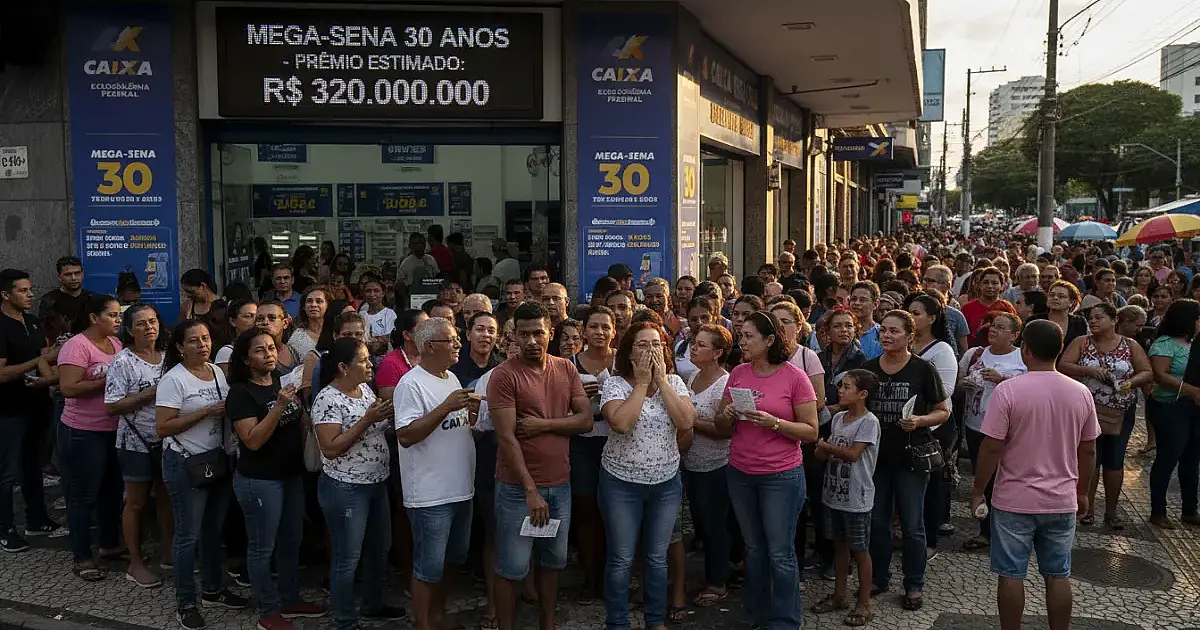 Mega-Sena de 30 anos: prêmio salta para R$ 320 milhões e atrai multidões às lotéricas