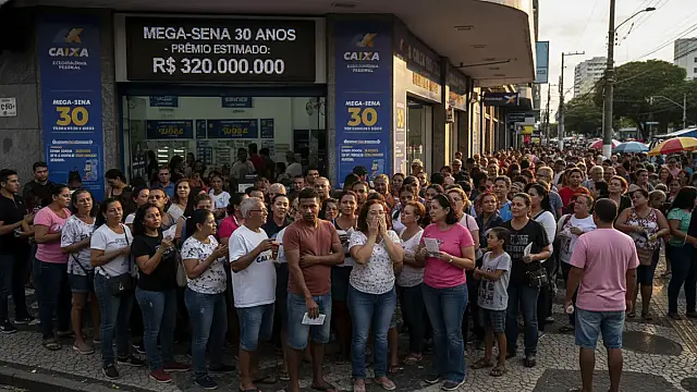 Apostadores correm às lotéricas para garantir participação no sorteio histórico de R$ 320 milhões da Mega-Sena.