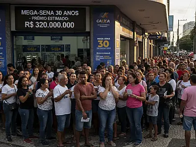 Apostadores correm às lotéricas para garantir participação no sorteio histórico de R$ 320 milhões da Mega-Sena.