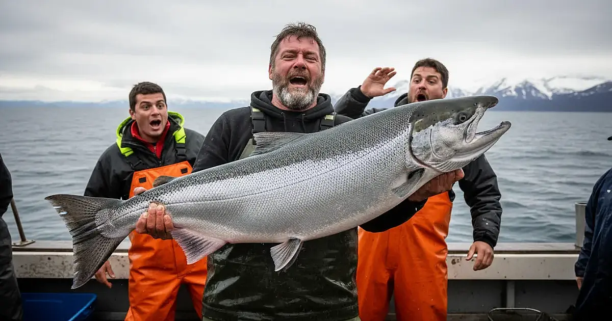 Brasileiro quebra recorde ao fisgar salmão gigante com tamanho de uma criança de 5 anos