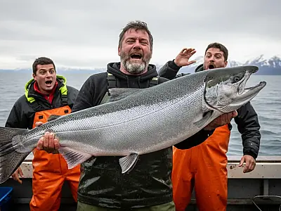 O salmão da espécie Chinook pescado por Alexandre Dick impressiona pelo tamanho e peso recorde.