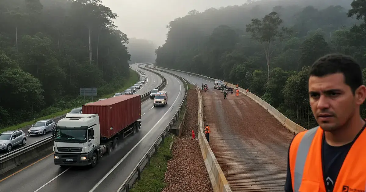 Serra da Anchieta recebe R$ 58 milhões para nova área de escape e passagens de megacaminhões