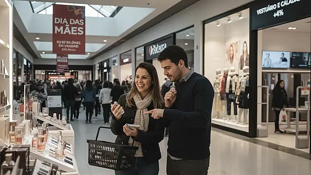 Movimentação em centro comercial de São Paulo durante preparativos para o Dia das Mães.