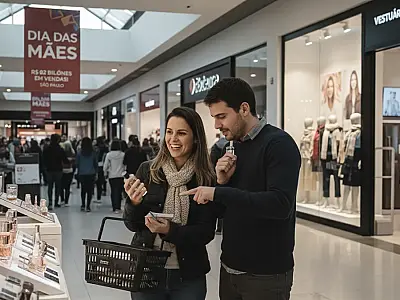 Movimentação em centro comercial de São Paulo durante preparativos para o Dia das Mães.