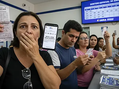 Sorteio da Mega-Sena realizado no Espaço da Sorte em São Paulo; prêmio principal segue acumulado para o próximo domingo.