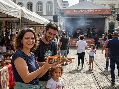 Público prestigia feira de economia criativa Feito em Santos no Centro Histórico; evento celebra seis anos de sucesso.