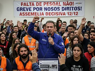 Passageiros aguardam trens no Metrô de São Paulo; sindicato decide sobre paralisação nesta terça.