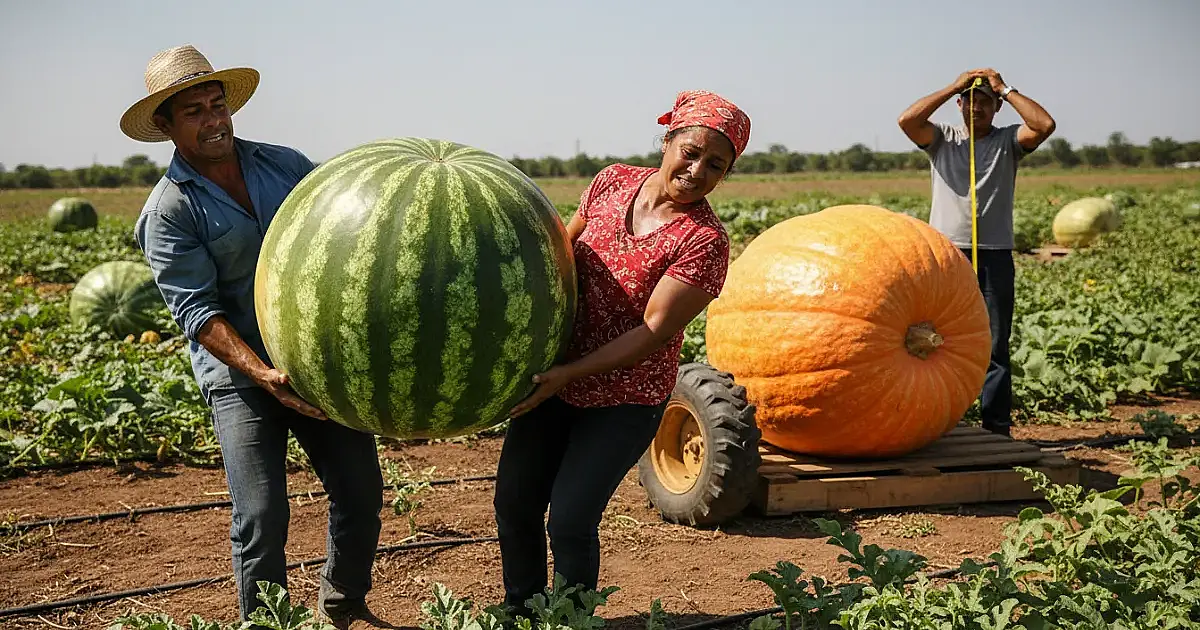 Horta de gigantes: Conheça as técnicas que fazem melancias de 20kg e abóboras de 300kg brotarem no Brasil
