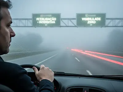 Neblina densa e pista molhada exigem atenção redobrada dos motoristas no Sistema Anchieta-Imigrantes nesta terça-feira.