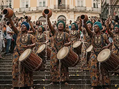 Mulheres do bloco Ilú Obá de Min lideram cortejo de lavagem no Bixiga. Foto: Elaine Patricia Cruz/Agência Brasil