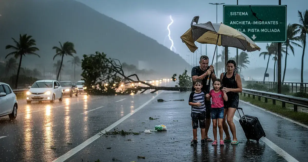 Alerta do Inmet: Chuvas intensas e ventos fortes atingem o litoral de SP neste domingo