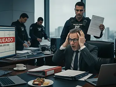 Agentes da Polícia Federal durante cumprimento de mandados da Operação Sem Refino, que investiga setor de combustíveis.