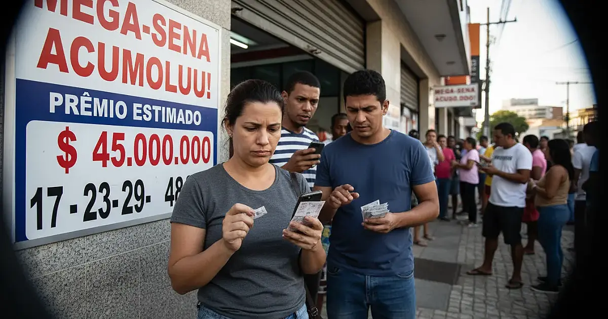 Mega-Sena acumula e prêmio dispara para R$ 45 milhões; veja os números sorteados