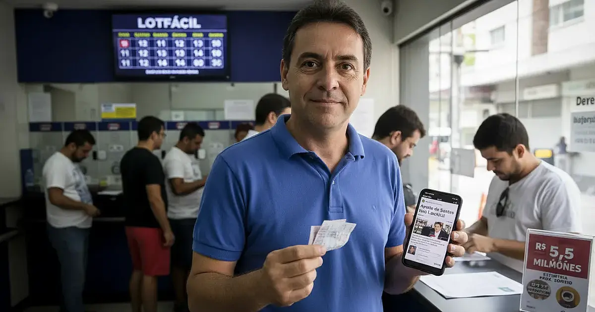 Aposta de Santos fatura na Lotofácil após morador trocar tempo no celular por sorteio