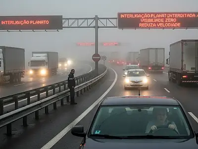 Bloqueio na Interligação Planalto visa garantir a segurança dos motoristas sob condições de baixa visibilidade.
