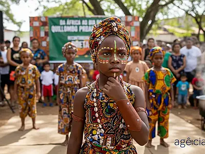 Crianças e adolescentes do Quilombo Mineiro Pau participam de atividades culturais em Santa Cruz. Foto: Ratão Diniz/Divulgação