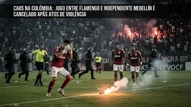 Clima de hostilidade no estádio Atanásio Girardot impediu a continuidade do jogo entre Flamengo e Independiente Medellín.