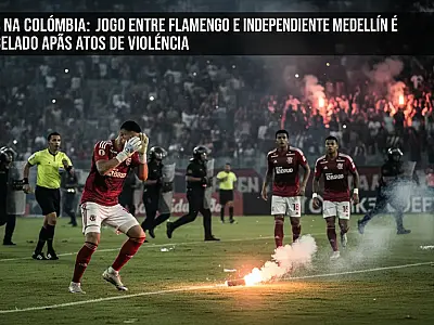 Clima de hostilidade no estádio Atanásio Girardot impediu a continuidade do jogo entre Flamengo e Independiente Medellín.