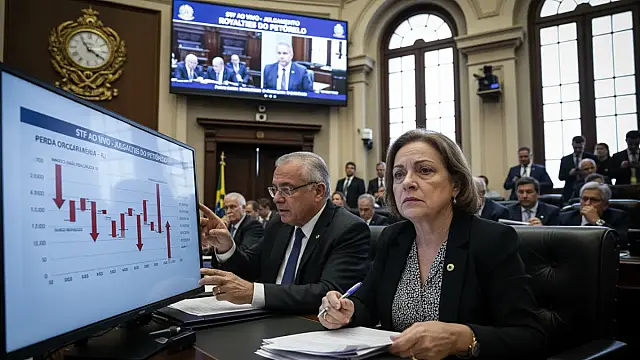 Ministros do STF analisam constitucionalidade da redistribuição de receitas do petróleo entre entes federativos.